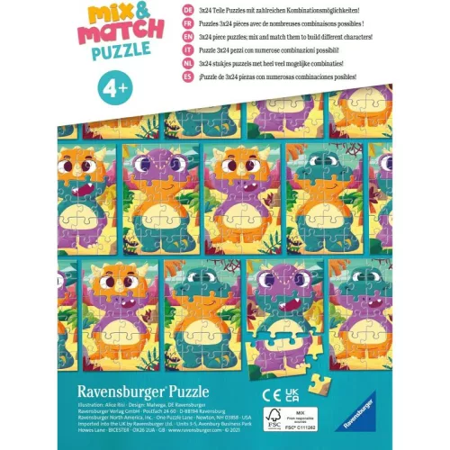 Ravensburger 05197 Mix&Match puzzle – Kedves dinók (3x24 db)