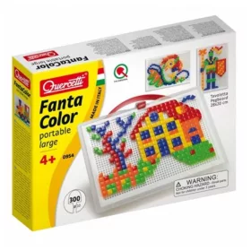 Quercetti FantaColor tárolódobozos pötyi játék házikós – 300 db szögletes tüskével