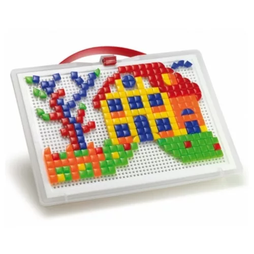 Quercetti FantaColor tárolódobozos pötyi játék házikós – 300 db szögletes tüskével