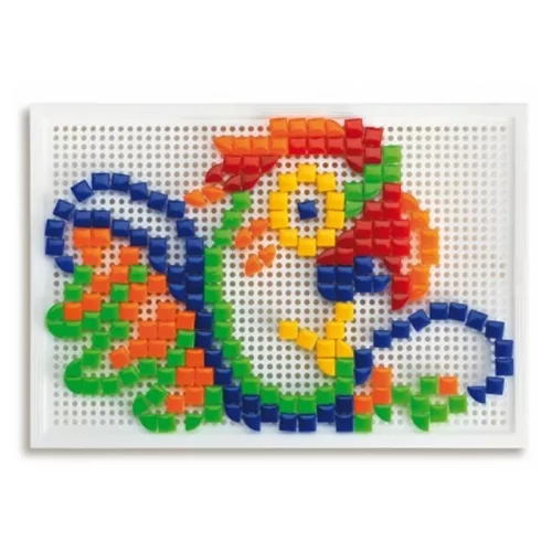 Quercetti FantaColor tárolódobozos pötyi játék házikós – 300 db szögletes tüskével