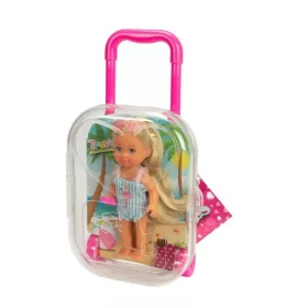 Évi Love Travel – Évi baba utazóbőröndben (pink fogantyús)