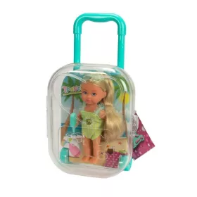 Évi Love Travel – Évi baba utazóbőröndben (türkiz fogantyús)