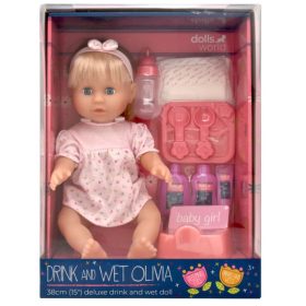 Dolls World Olivia fésülhető és pisil játékbaba – 38 cm