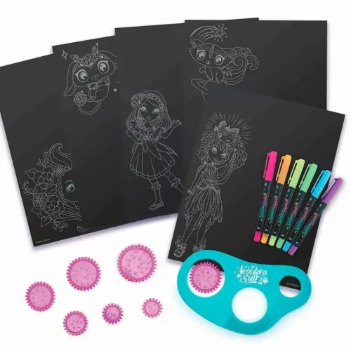 Nebulous Stars színező mandala, fekete lapos