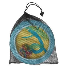 John Toys tépőzáras labdajáték szett – 2 tárcsával és Woozle labdával, hálós táskában, 21 cm, kék
