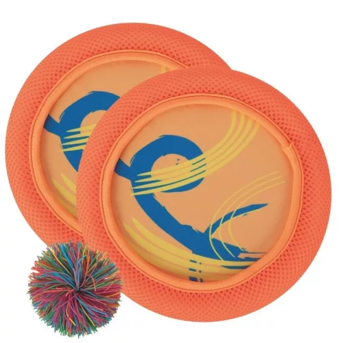 Woozle Goozle frizbi szett labdával, hálós táskában – narancssárga, 21 cm