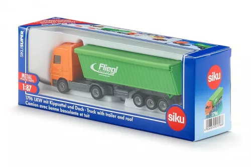 SIKU 1796 Mercedes Actros nyerges vontatό Fliegl billencs félpótkocsival