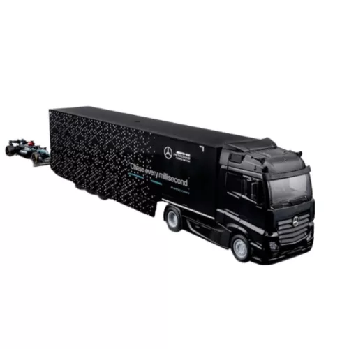 Bburago F1 teherautó 1:43 – Mercedes-Benz Actros kamion és Mercedes-AMG F1 W15 George Russell autómodell szett