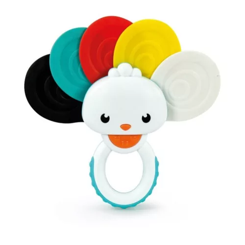 Baby Clementoni 17359 Szivárványos páva csörgő és rágóka