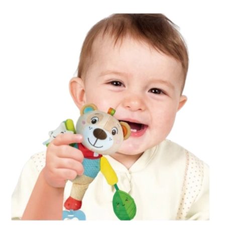 Baby Clementoni 17822 felakasztható plüss mackó csörgővel és rágókával