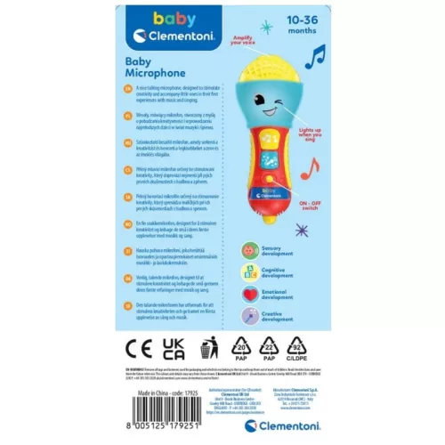 Baby Clementoni 17925 új játékmikrofon interaktív bébijáték