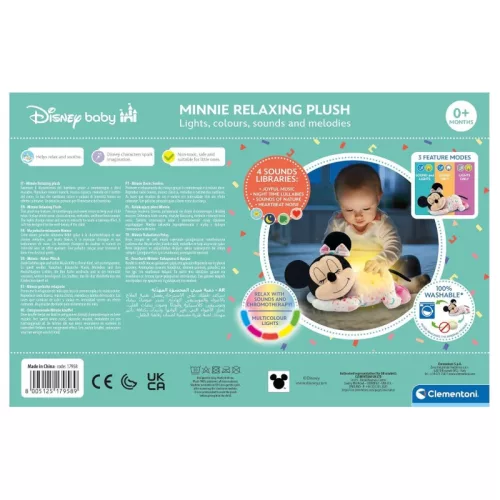 Clementoni Disney Baby Disney 17958 Alvó Minnie egér interaktív plüss játék fénnyel és zenével – Minnie egér (30 x 21 cm)