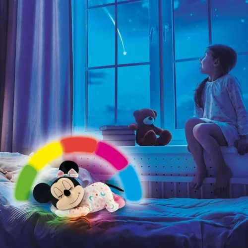 Clementoni Disney Baby Disney 17958 Alvó Minnie egér interaktív plüss játék fénnyel és zenével – Minnie egér (30 x 21 cm)