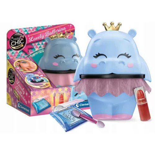 Crazy Chic 18114 Ballerina Collection sminkkészlet víziló alakú kozmetikai tároló dobozban