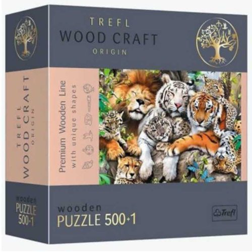 Trefl 20152TW Wood Craft prémium fa puzzle - Vadmacskák a dzsungelben (501 db)