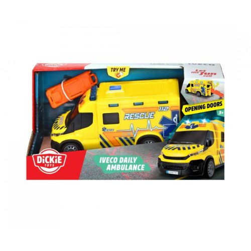 Dickie Toys - Iveco sárga mentőautó fénnyel és hanggal