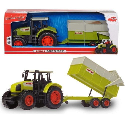 Dickie Toys Farm - Claas Ares 836 RZ traktor billenthető utánfutóval