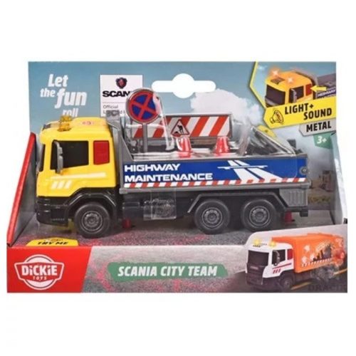 Dickie Toys Scania City Team - Autópálya karbantartó teherautó fénnyel és hanggal