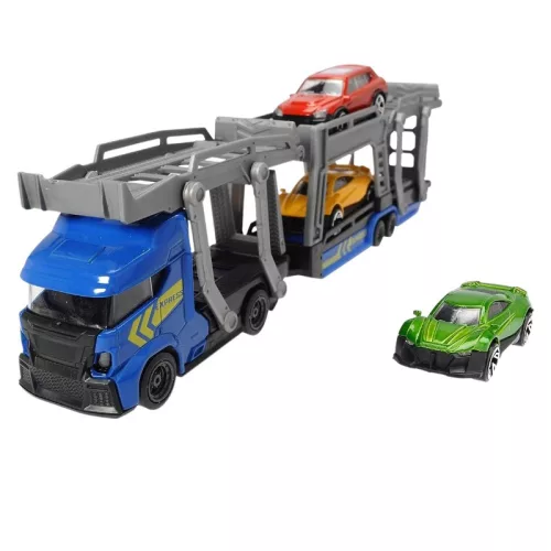Dickie Toys City autószállító tréler 3 db kisautóval (kék)