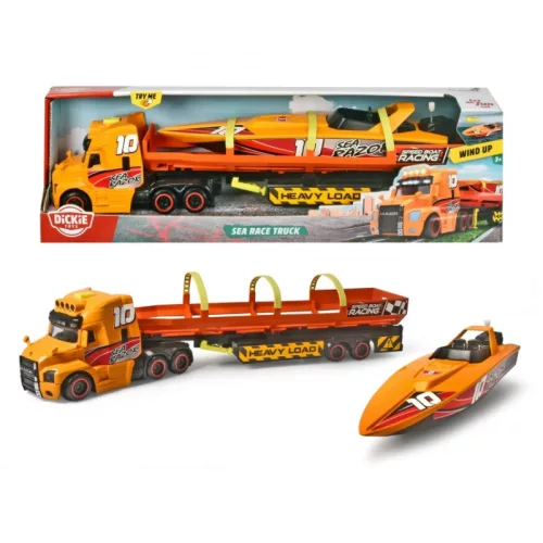 Dickie Toys versenycsónakot szállító kamion