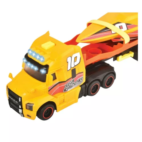 Dickie Toys versenycsónakot szállító kamion