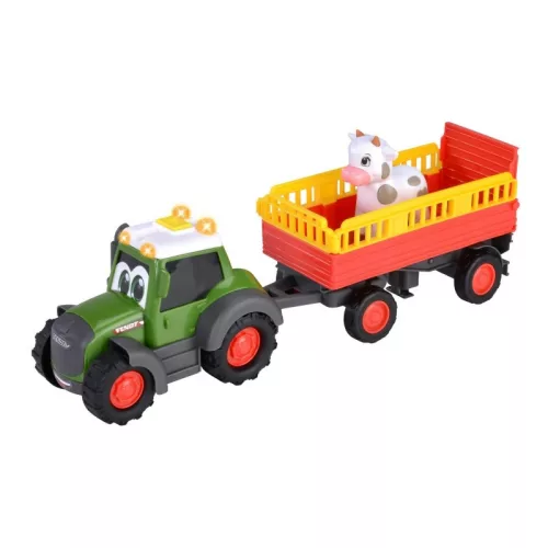 ABC Fendt traktor utánfutóval és tehénfigurával