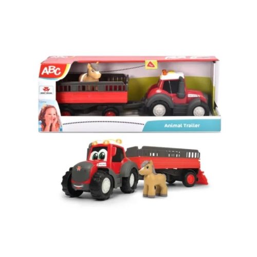 ABC Massey Ferguson Animal Trailer - Állatszállító traktor utánfutóval és lófigurával