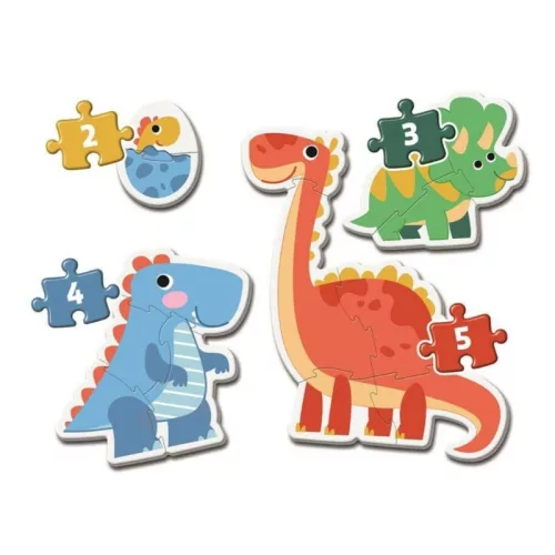 Clementoni My First SuperColor 20834 puzzle – Dinoszauruszok 4 az 1-ben (2, 3, 4, 5 db)