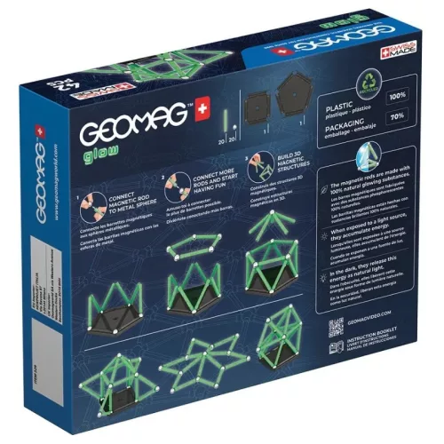 Geomag foszforeszkáló mágneses építőjáték – 42 db