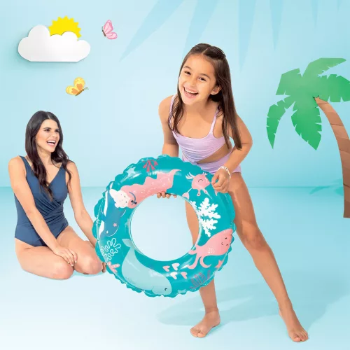 Intex - Átlátszó állatmintás úszógumi zöld színben (61 cm)