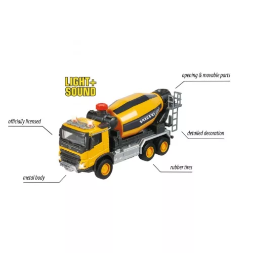 Majorette Construction Set – Volvo Beton Mixer teherautó fénnyel és hanggal (19 cm)