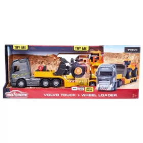 Majorette Construction Set Volvo FH-16 trailer és L350H homlokrakodó játékszett hang- és fényhatásokkal (35 cm)