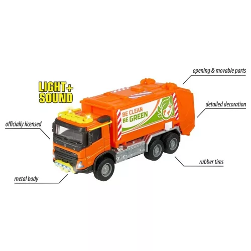 Majorette City Set Volvo szelektív hulladékgyűjtő kamion fénnyel és hanggal (19 cm)