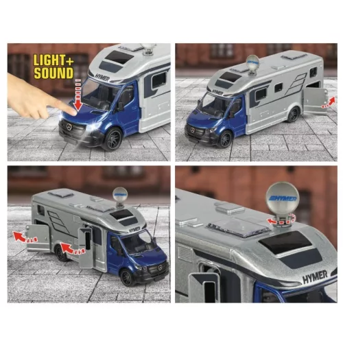 Majorette City Set Mercedes Hymer B-osztályú kemping autó fénnyel és hanggal (19 cm)