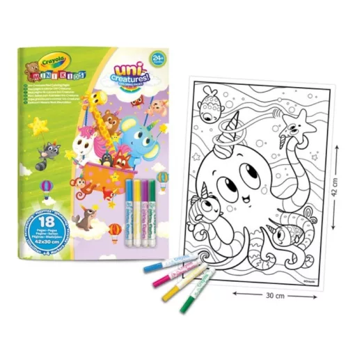 Crayola Mini Kids Varázslatos állatok óriás kifestő könyv filctollakkal kreatív szett