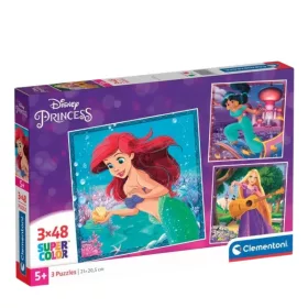Clementoni SuperColor 3 az 1-ben 25304 puzzle – Disney Hercegnők: Ariel, Jázmin és Aranyhaj (3x48 db)