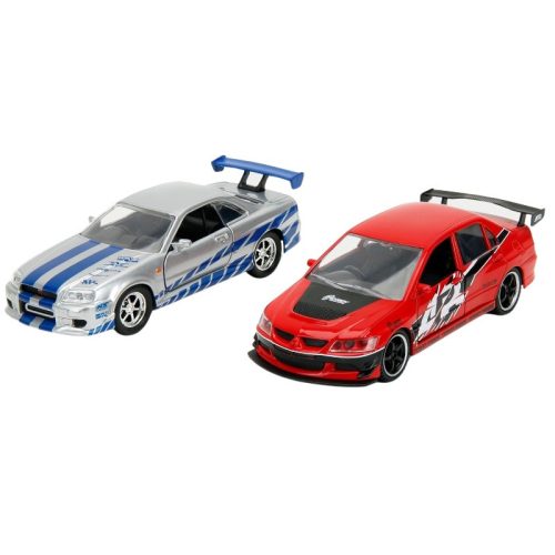 Jada Fast&Furious Twin Pack 1:32 kisautók – 2006 Mitsubishi Lancer Evo IX és Brian's 2002 Nissan Skyline GTR R34