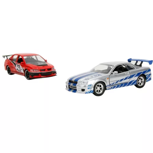 Jada Fast&Furious Twin Pack 1:32 kisautók – 2006 Mitsubishi Lancer Evo IX és Brian's 2002 Nissan Skyline GTR R34