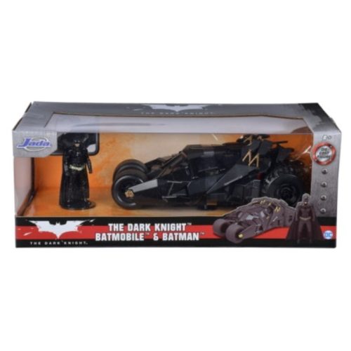 Jada Batman The Dark Knight fém autómodell - Sötét lovag Batmobil és Batman játékfigura (1:24)