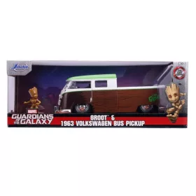 Jada Hollywood Rides Marvel játékautó figurával – 1963 Volkswagen Bus Pickup és Groot