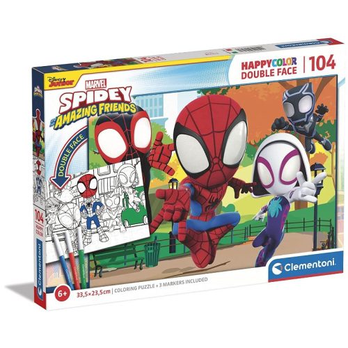 Clementoni 25727 Happy Color Double Face Színezhető kétoldalas puzzle - Spidey (104 db)