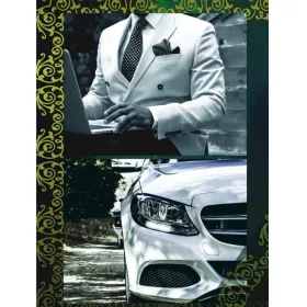 Nagy lakk dísztasak – Öltönyös férfi autóval