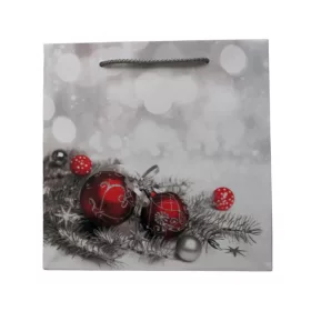 Közepes karácsonyi lakk dísztasak – Díszgömbös (20x20x10 cm)