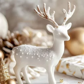 Karácsonyi dekorációs szarvas figura – fehér arany aganccsal