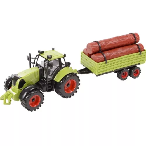 Farm traktor farönkökkel és utánfutóval – 43 cm