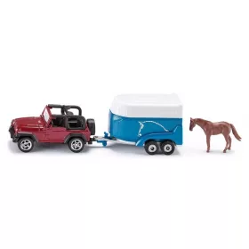 SIKU 1651 Jeep lószállítóval és lóval
