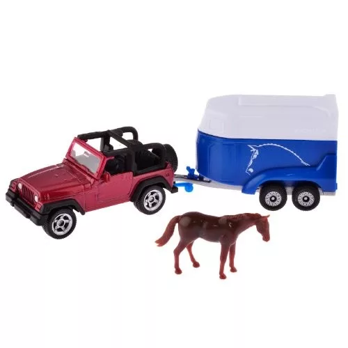 SIKU 1651 Jeep lószállítóval és lóval