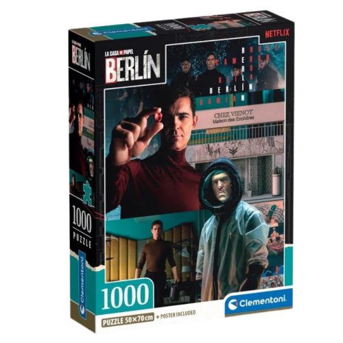 Clementoni 39850 Netflix Compact puzzle - A nagy pénzrablás, Berlin: Izgalmas jelenetek (1000 db)