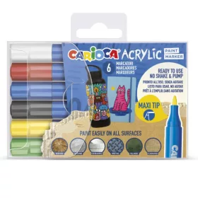 Carioca Acrylic akril festő markerek Maxi heggyel – 6 db