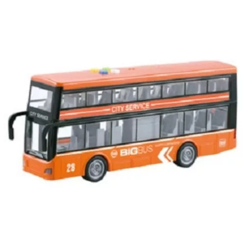 WenY City Service narancssárga színű, zenélő és világító emeletes játék busz